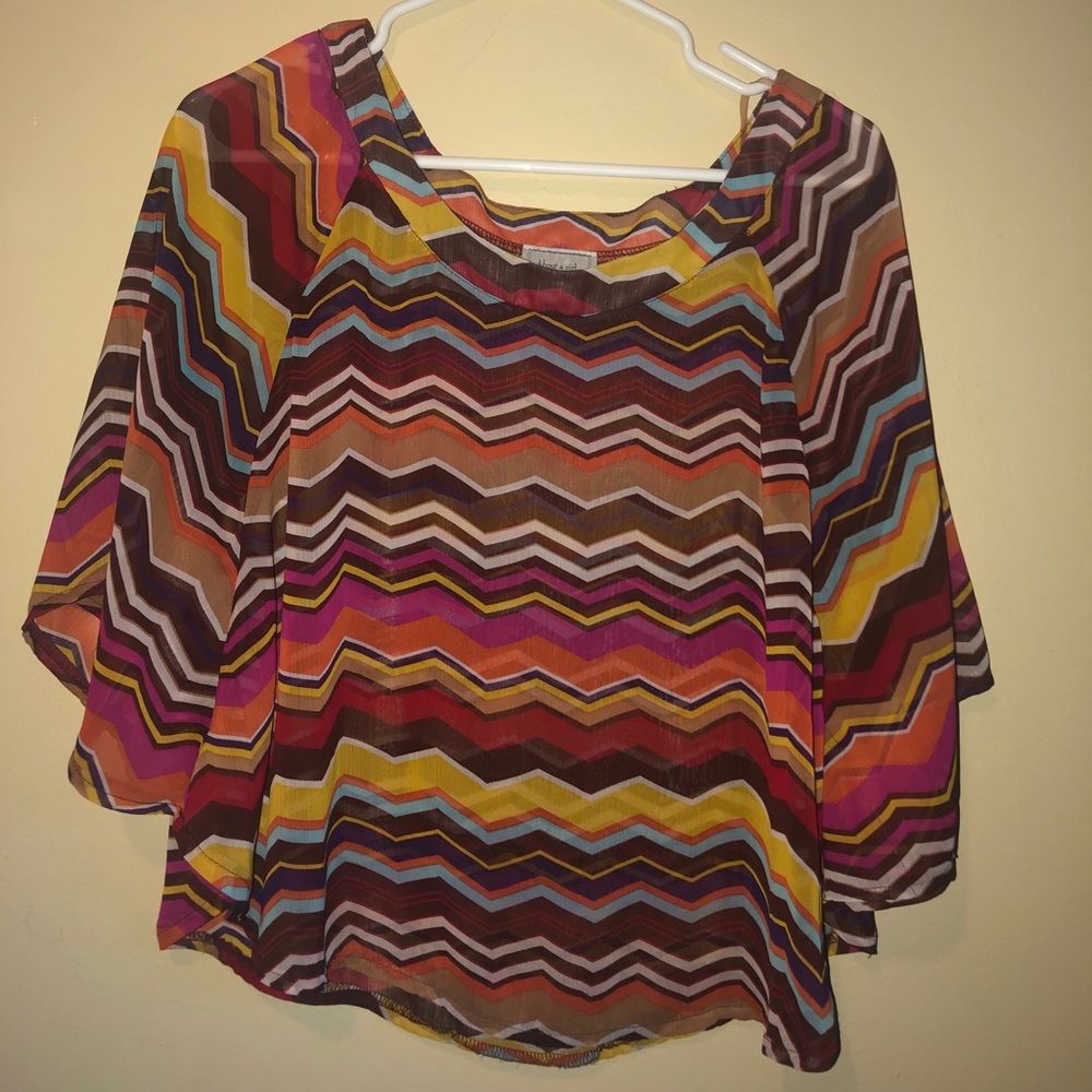 Sheer colorful short sleeve top